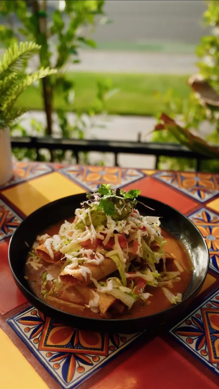 Enchiladas de Mole served at Felipe’s Palm Springs