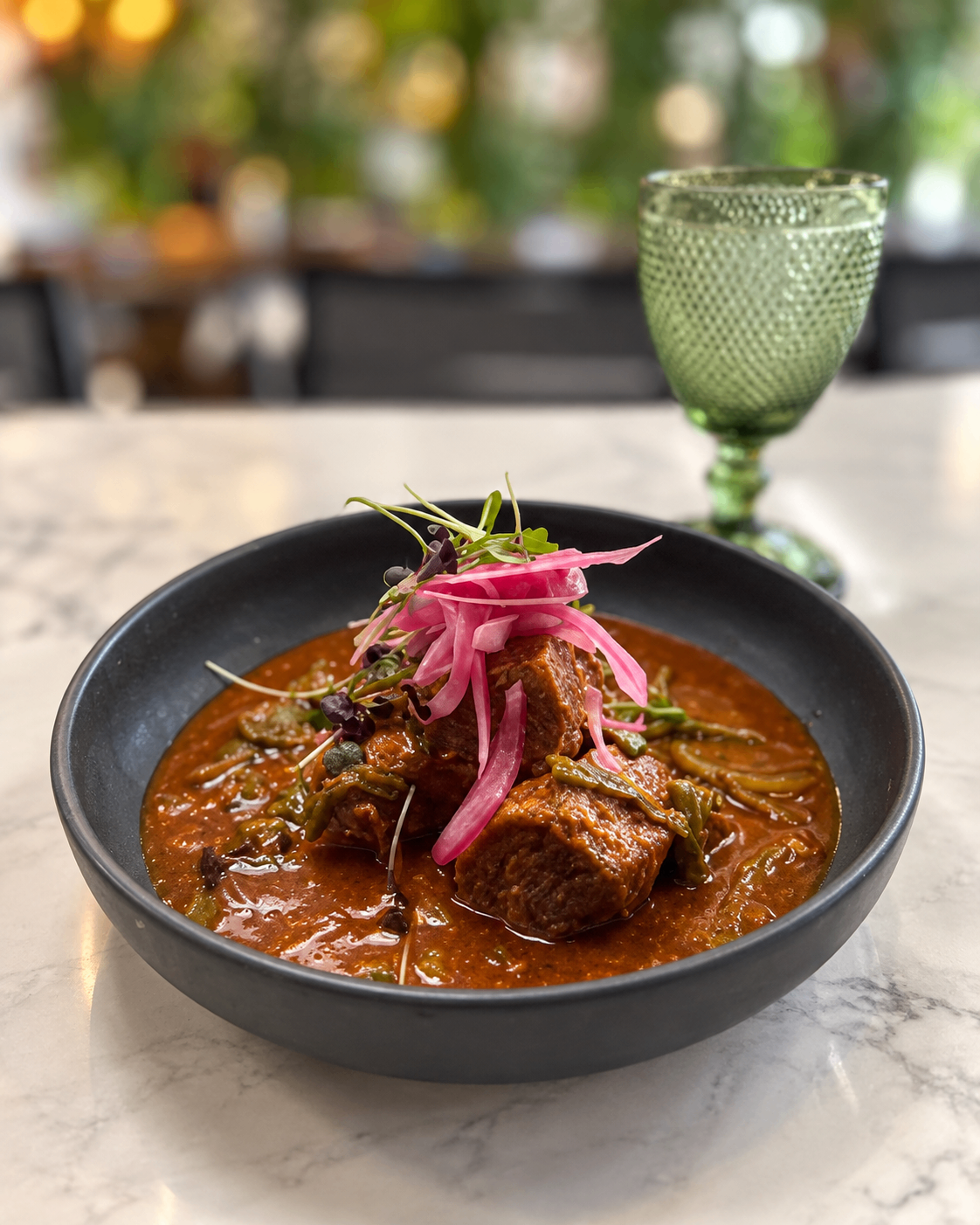 A braised Felipe’s specialty topped with pickled onions