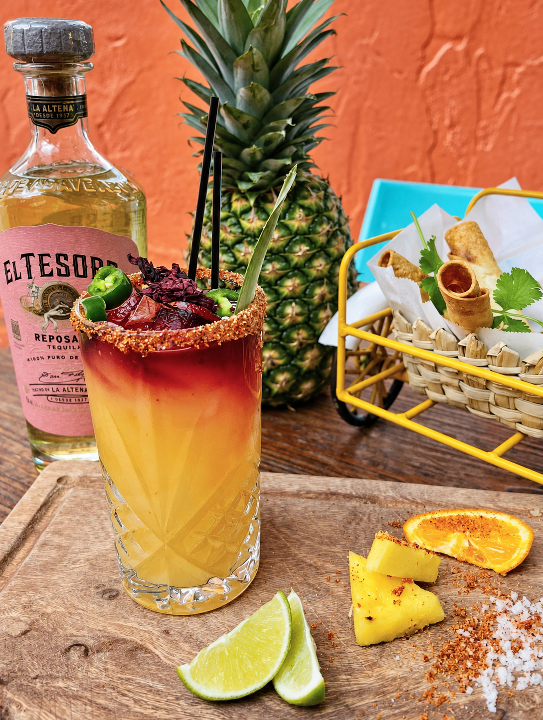 A pineapple cocktail with fresh citrus at Felipe’s